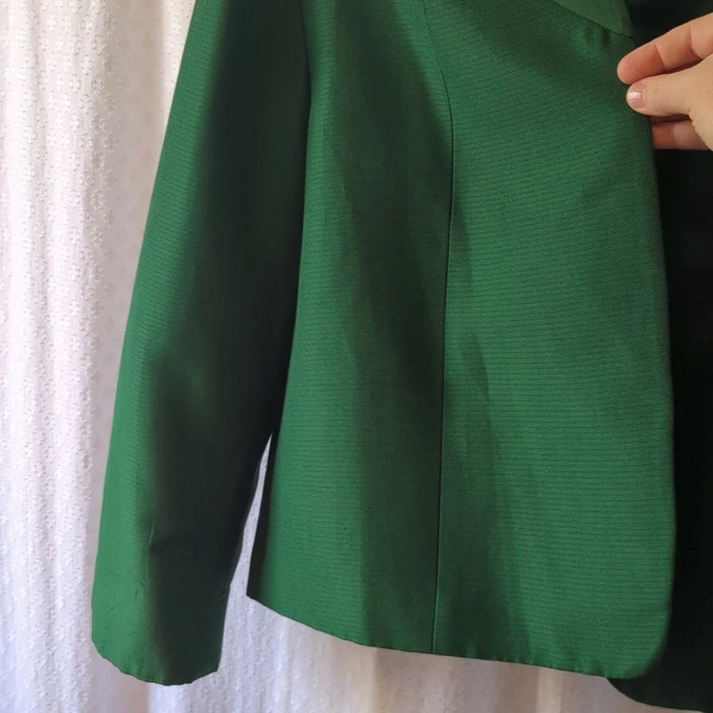 Talbots Emerald Green Cotton Silk Blazer Jacket Women's Size 20 NWT - Picture 9 of 11